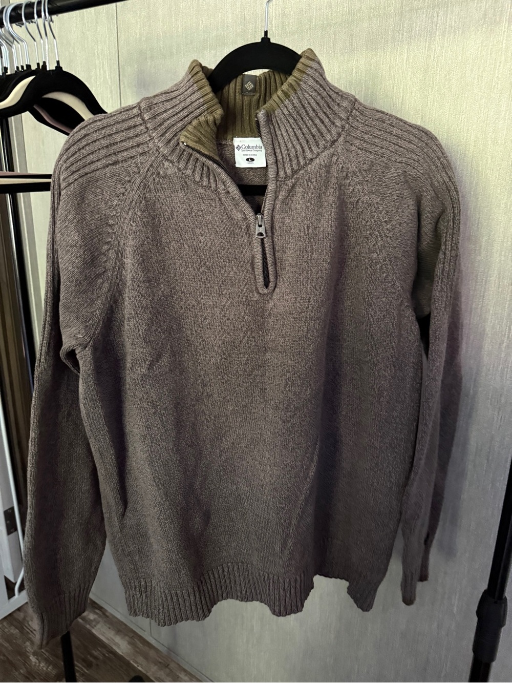 Columbia Men's Taupe Zip-Neck Sweater